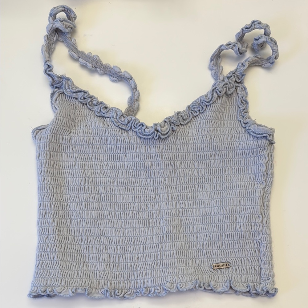 Hollister Smocked Blue Spaghetti Strap Crop Top